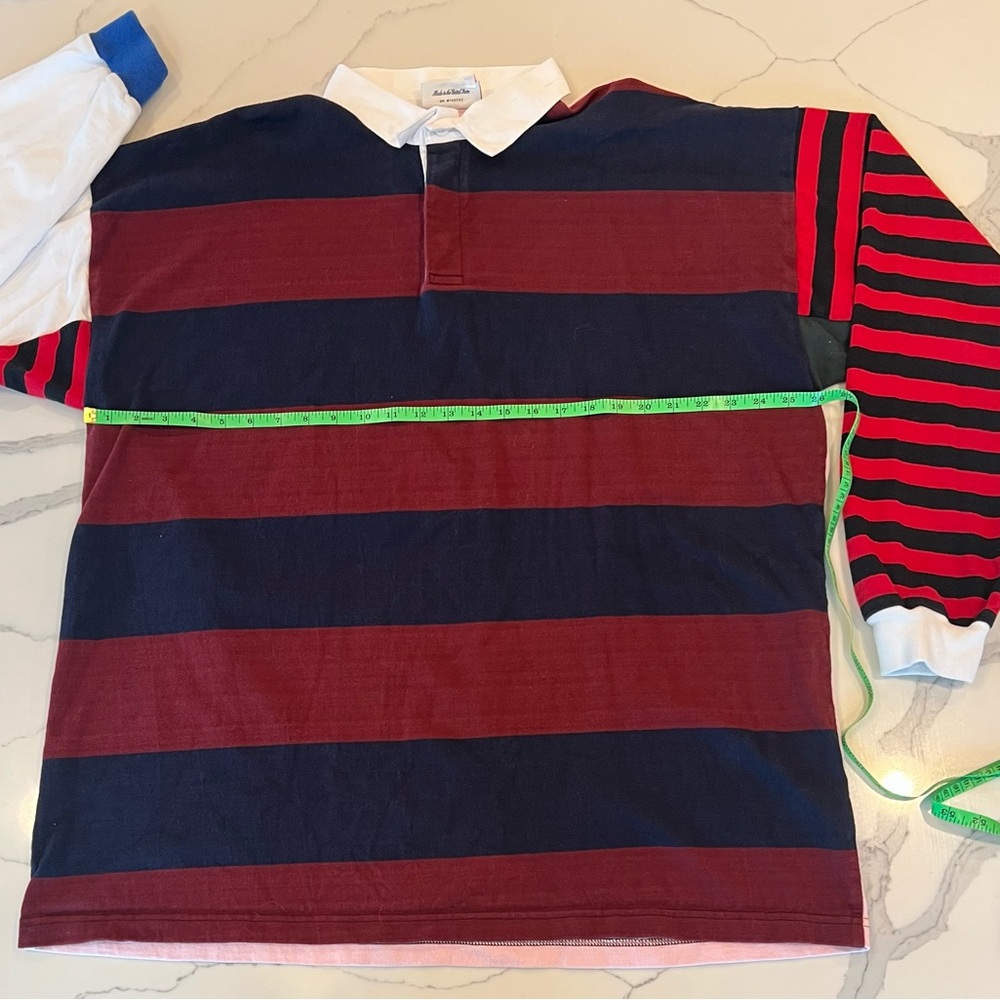 Rowing Blazers Rugby Polo Long-Sleeve Shirt - Red & Navy Stripe